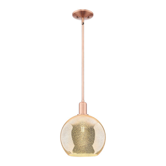 Innovations Athens 10in 1-Light Mini Pendant | Industrial Antique Copper Steel and Mercury Glass | Kitchen Island & Dining Room | Model 716-1S-AC-G128-10
