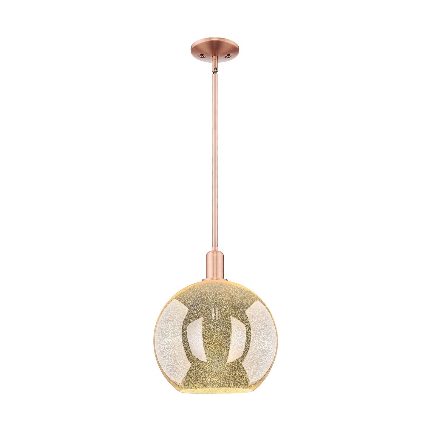 Innovations Athens 12in 1-Light Mini Pendant | Industrial Antique Copper Steel and Mercury Glass | Kitchen Island & Dining Room | Model 716-1S-AC-G128-12