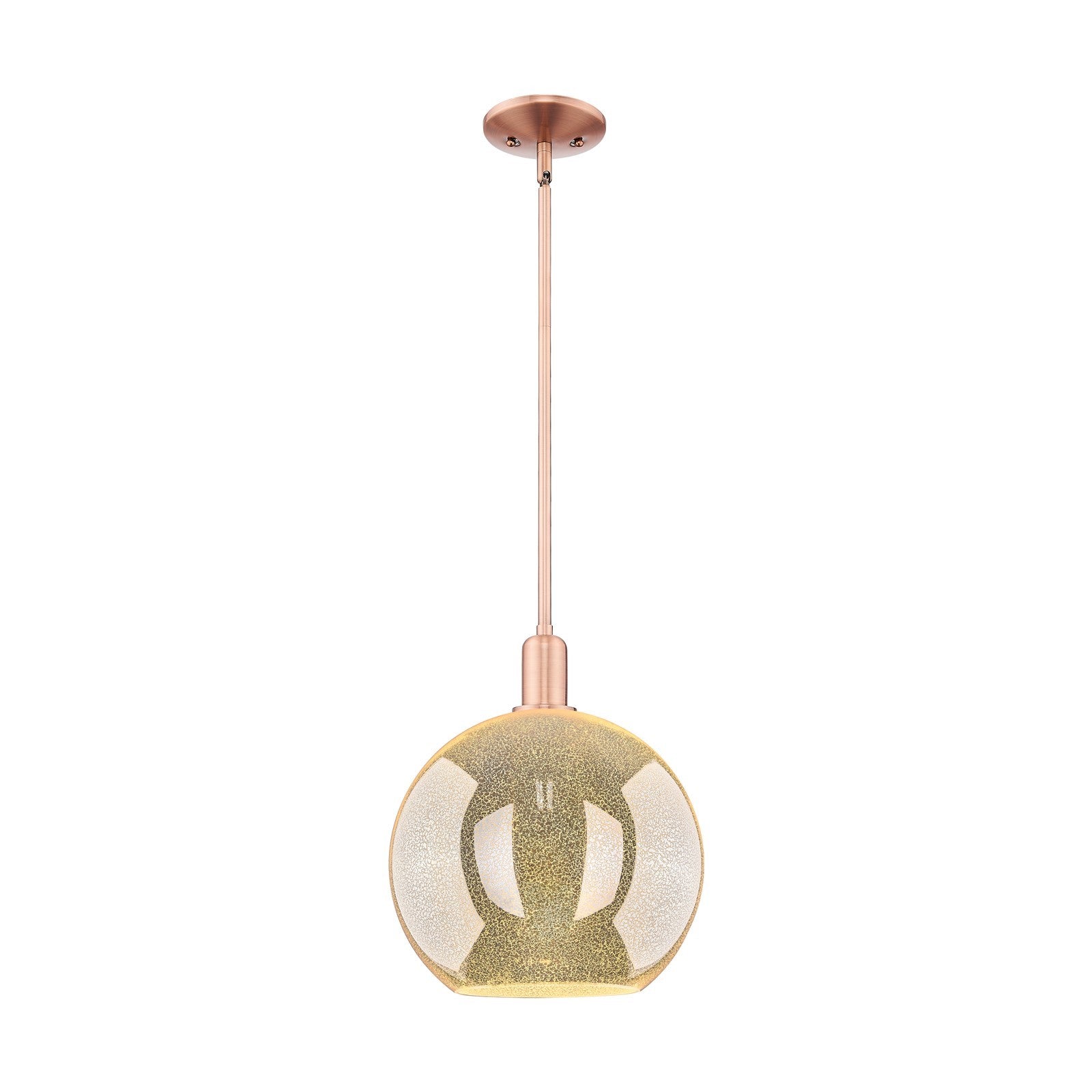Innovations Athens 12in 1-Light Mini Pendant | Industrial Antique Copper Steel and Mercury Glass | Kitchen Island & Dining Room | Model 716-1S-AC-G128-12