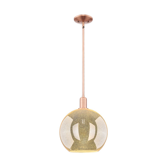 Innovations Athens 12in 1-Light Mini Pendant | Industrial Antique Copper Steel and Mercury Glass | Kitchen Island & Dining Room | Model 716-1S-AC-G128-12