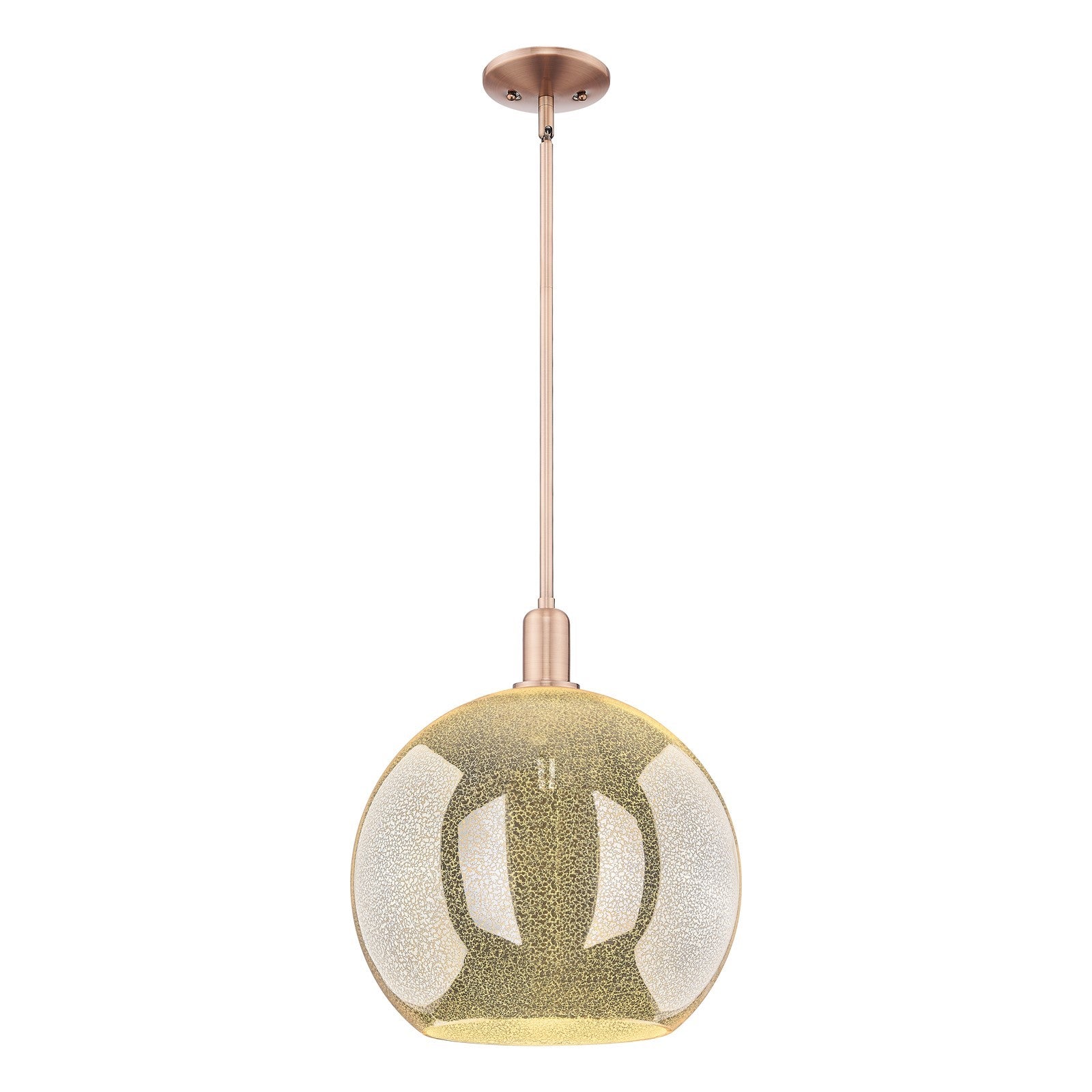 Innovations Athens 14in 1-Light Mini Pendant | Industrial Antique Copper Steel and Mercury Glass | Kitchen Island & Dining Room | Model 716-1S-AC-G128-14