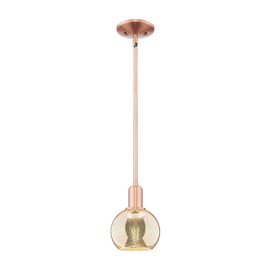 Innovations Athens 6in 1-Light Mini Pendant | Industrial Antique Copper Steel and Mercury Glass | Kitchen Island & Breakfast Nook | Model 716-1S-AC-G128-6