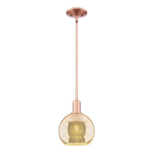 Innovations Athens 8in 1-Light Mini Pendant | Industrial Antique Copper and Mercury Glass | Kitchen Island & Dining Room | 8 x 8 | Model 716-1S-AC-G128-8