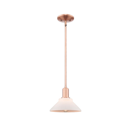Innovations Orwell 8in 1-Light Mini Pendant | Industrial Antique Copper Steel and Matte White Glass | Kitchen Island & Dining Room | Model 716-1S-AC-G131