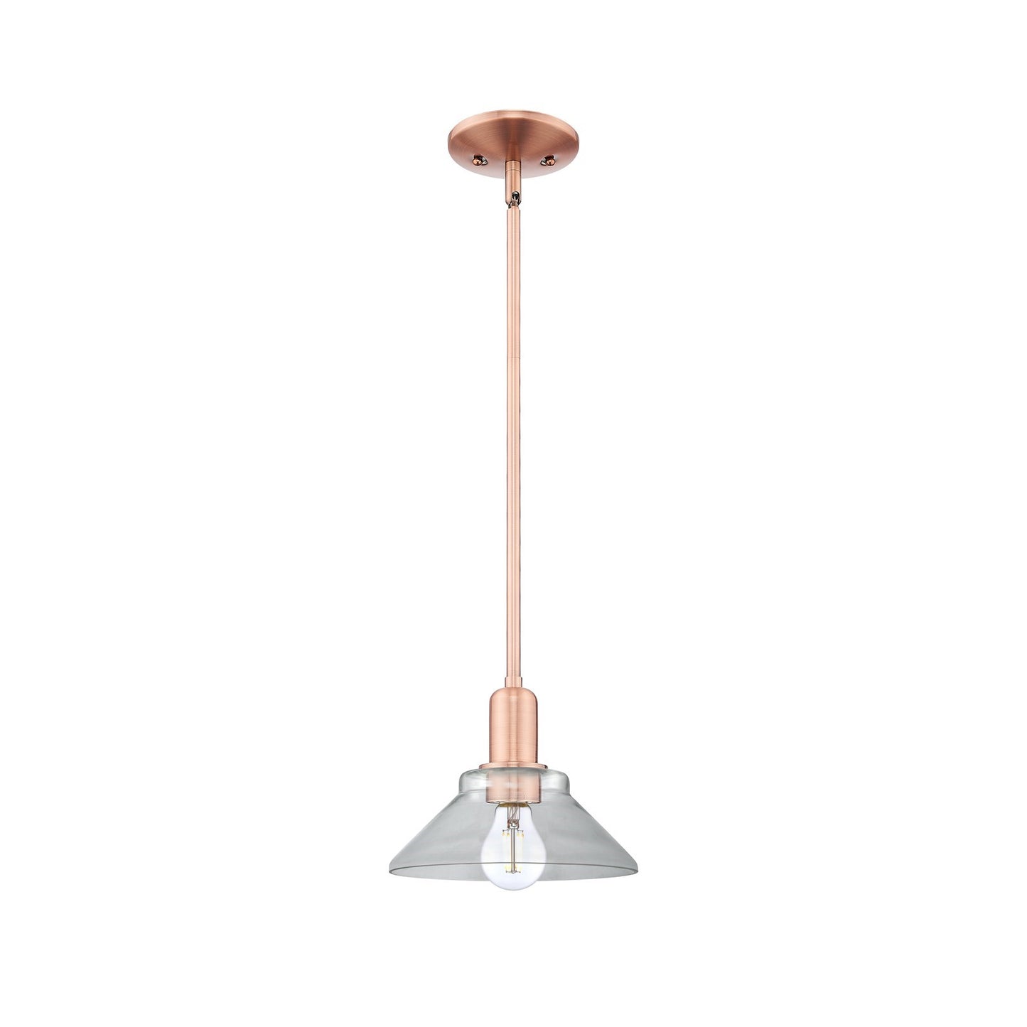 Innovations Orwell 8in 1-Light Mini Pendant | Industrial Antique Copper and Clear Glass | Kitchen Island & Dining Room | 8.38 x | Model 716-1S-AC-G132