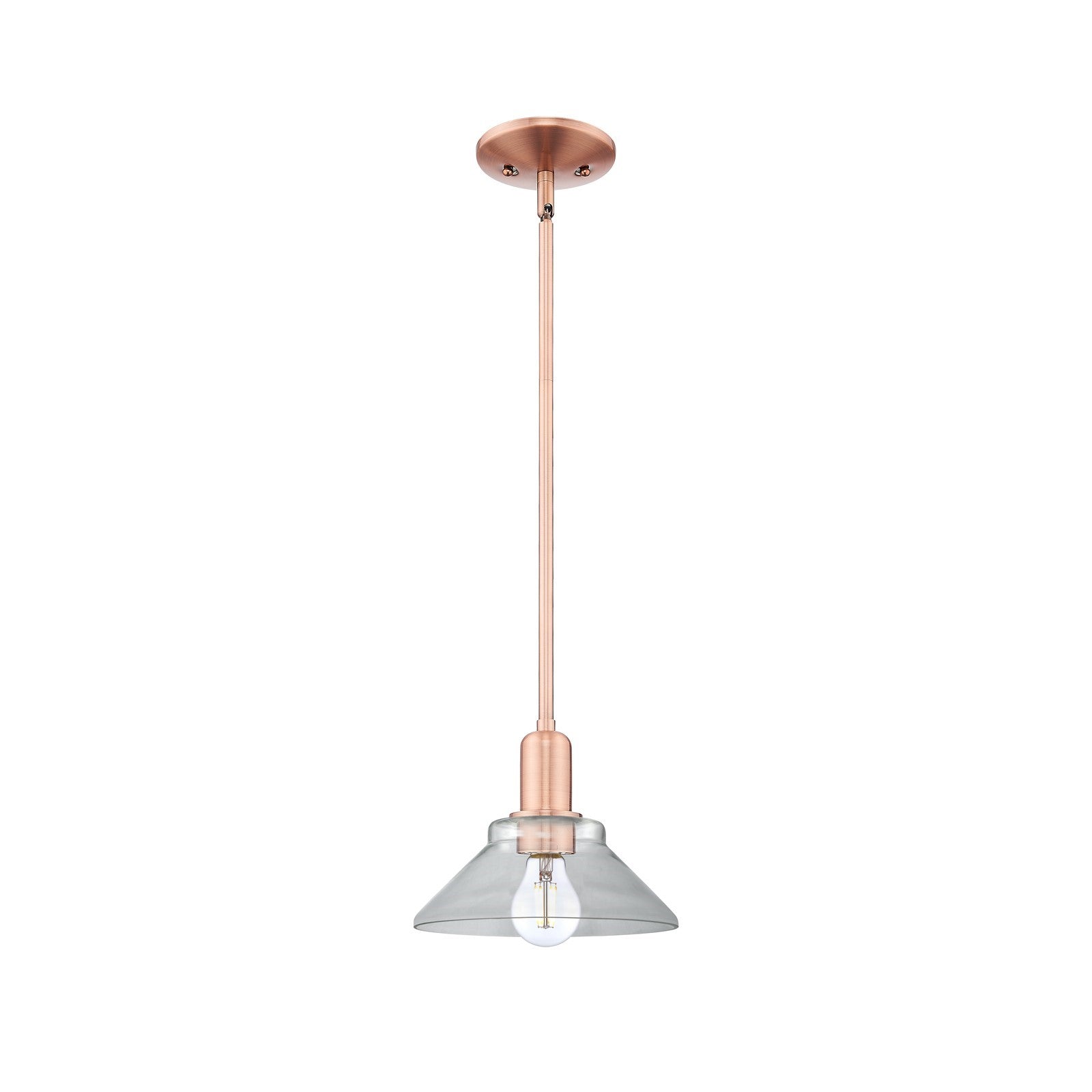 Innovations Orwell 8in 1-Light Mini Pendant | Industrial Antique Copper and Clear Glass | Kitchen Island & Dining Room | 8.38 x | Model 716-1S-AC-G132