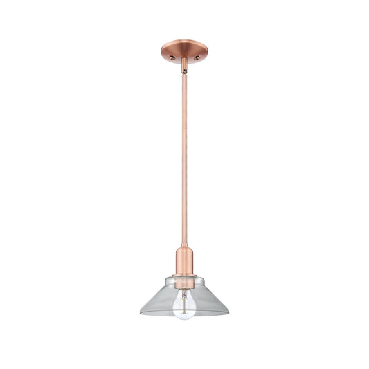 Innovations Orwell 8in 1-Light Mini Pendant | Industrial Antique Copper and Clear Glass | Kitchen Island & Dining Room | 8.38 x | Model 716-1S-AC-G132