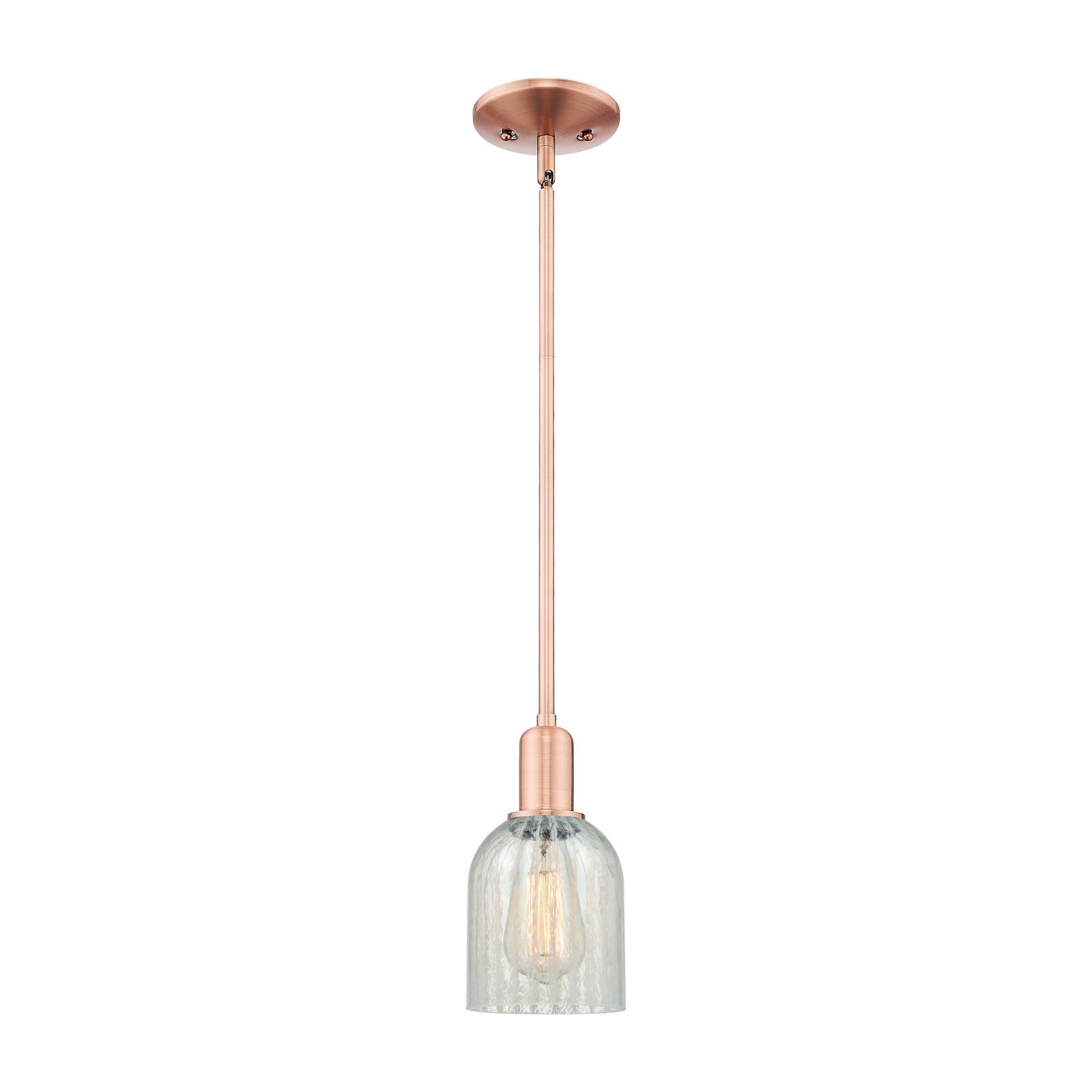 Innovations Caledonia 5in 1-Light Mini Pendant | Industrial Antique Copper and Mouchette Glass | Kitchen Island | 5 x 5 x 9.62 in | Model 716-1S-AC-G2511