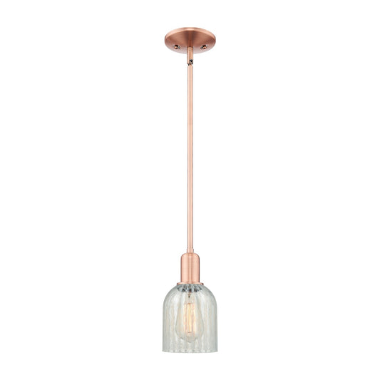 Innovations Caledonia 5in 1-Light Mini Pendant | Industrial Antique Copper and Mouchette Glass | Kitchen Island | 5 x 5 x 9.62 in | Model 716-1S-AC-G2511