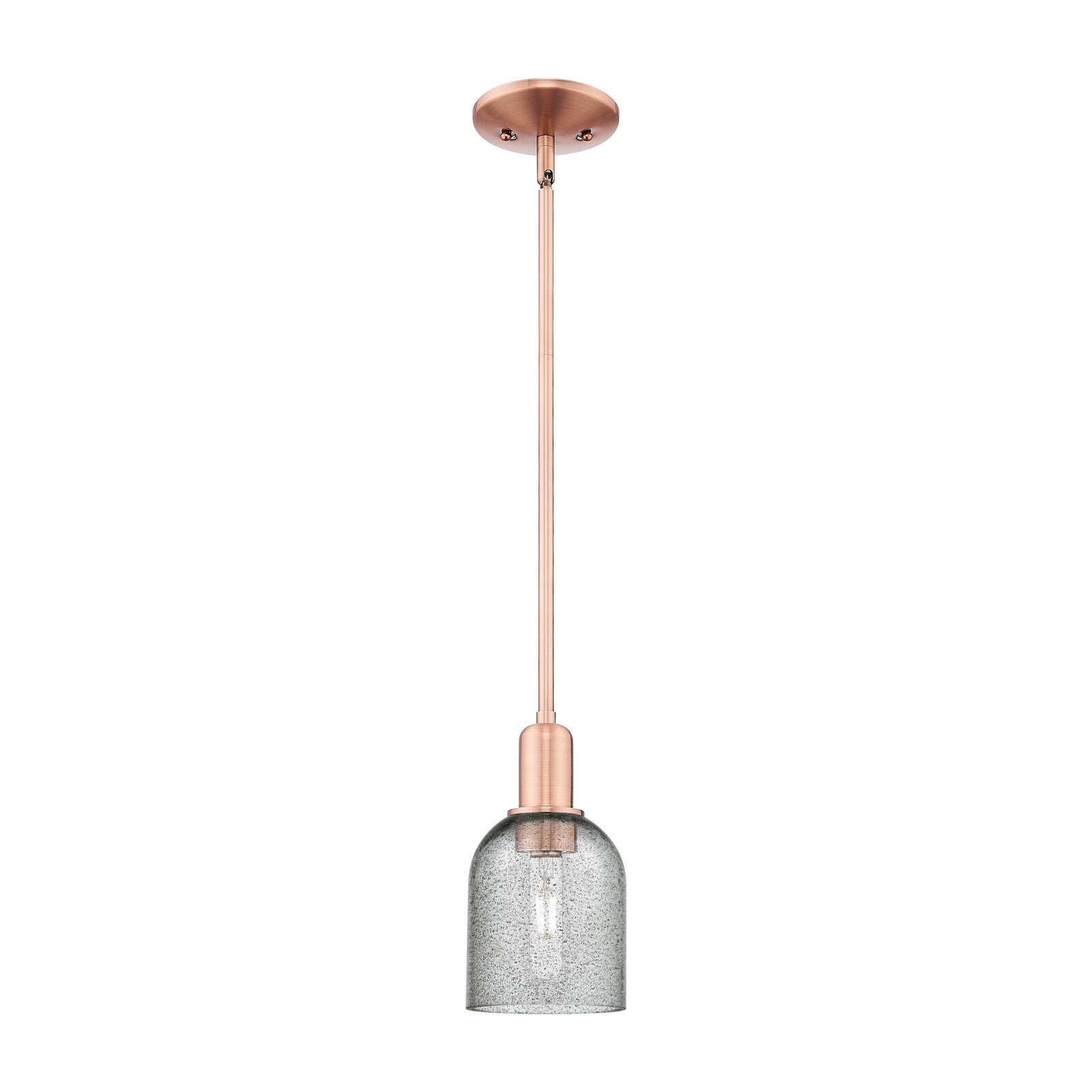 Innovations Caledonia 5in 1-Light Mini Pendant | Industrial Antique Copper and Charcoal Glass | Kitchen Island & Dining Room | 5 x | Model 716-1S-AC-G257