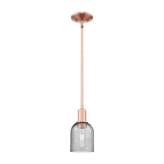Innovations Caledonia 5in 1-Light Mini Pendant | Industrial Antique Copper and Charcoal Glass | Kitchen Island & Dining Room | 5 x | Model 716-1S-AC-G257