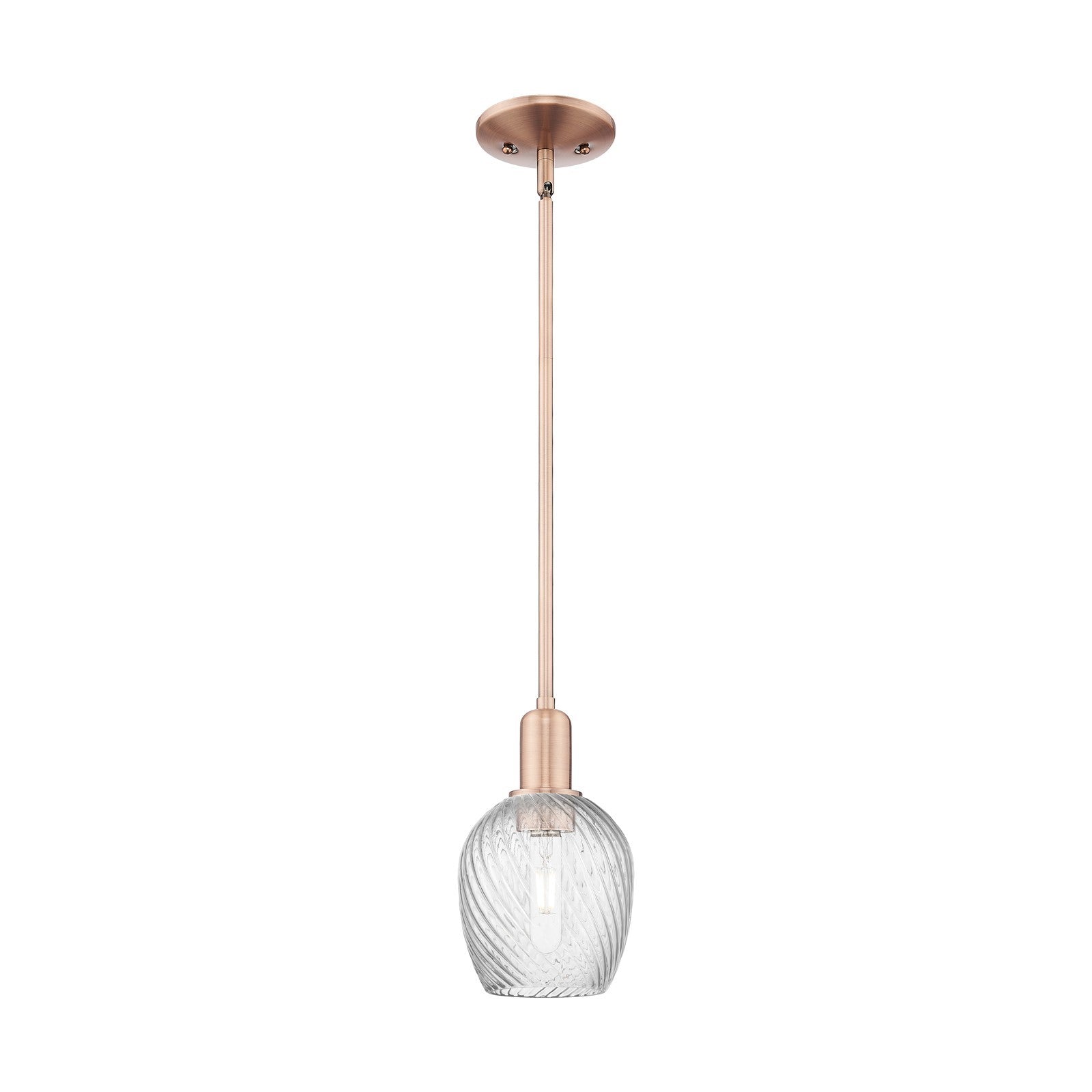 Innovations Salina 1-Light Mini Pendant | Industrial Antique Copper Steel and Clear Spiral Fluted Glass | Kitchen Island & Dining | Model 716-1S-AC-G292