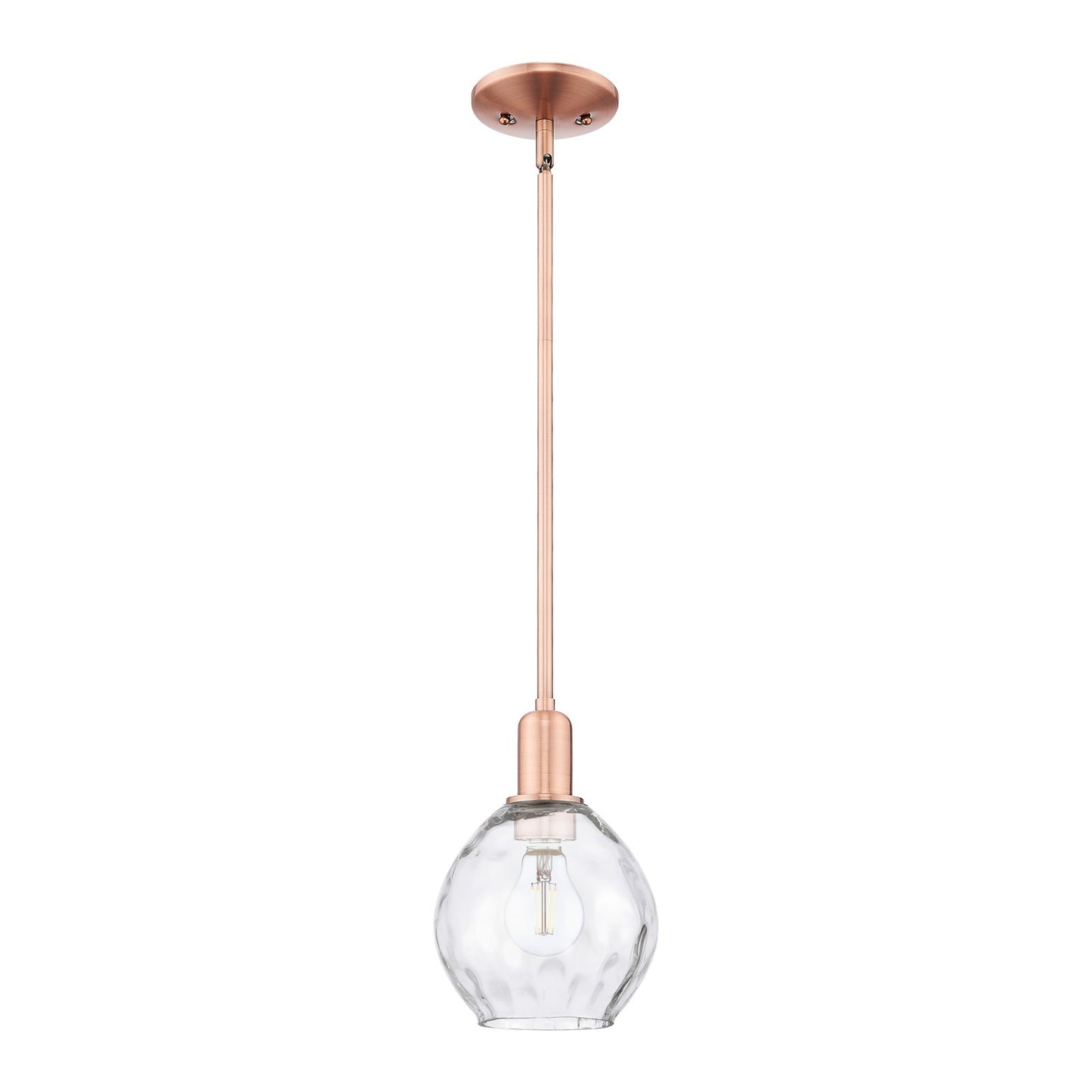 Innovations Waverly 6in 1-Light Mini Pendant | Industrial Antique Copper and Clear Glass | Kitchen Island | 6 x 6 x 9 in | Model 716-1S-AC-G362