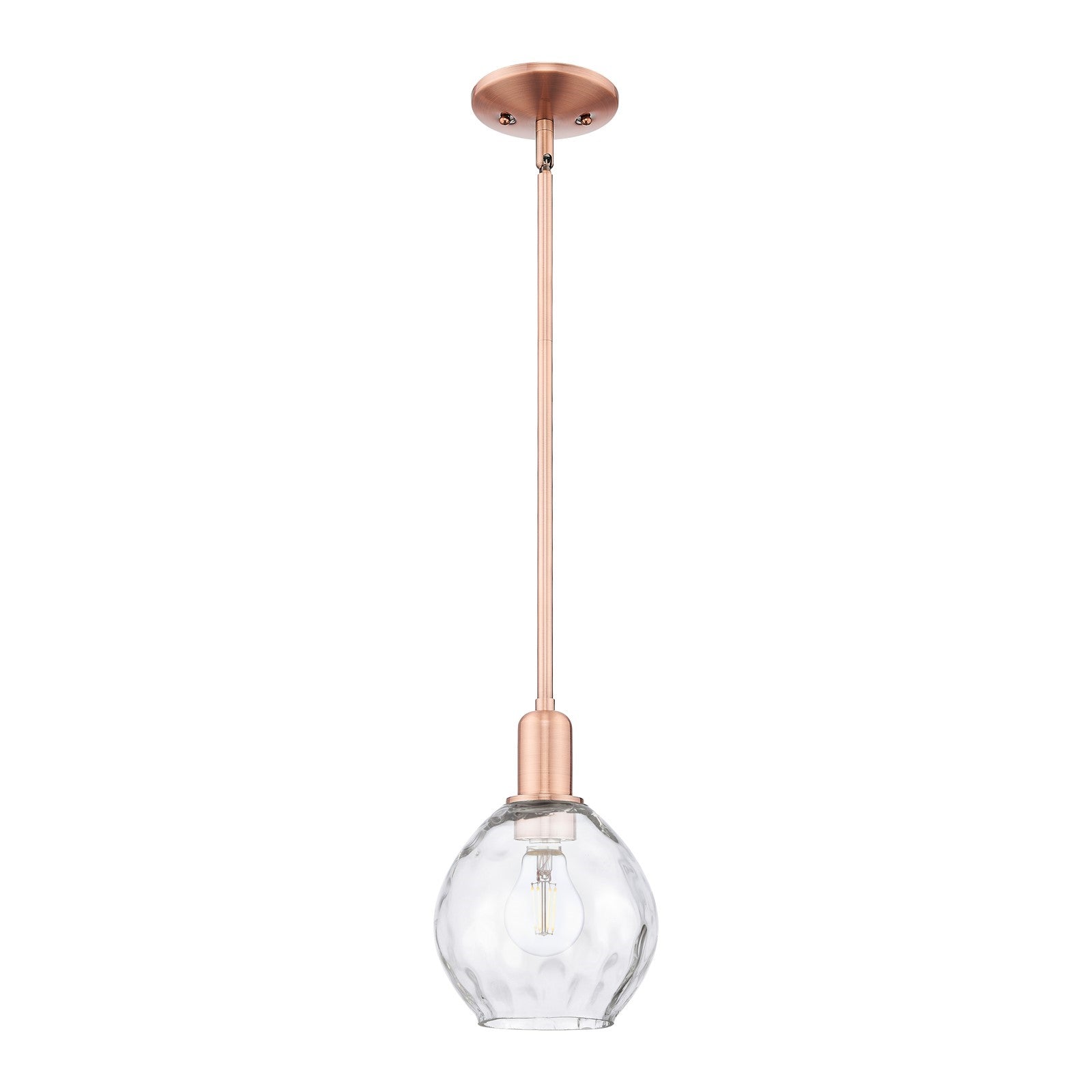 Innovations Waverly 6in 1-Light Mini Pendant | Industrial Antique Copper and Clear Glass | Kitchen Island | 6 x 6 x 9 in | Model 716-1S-AC-G362