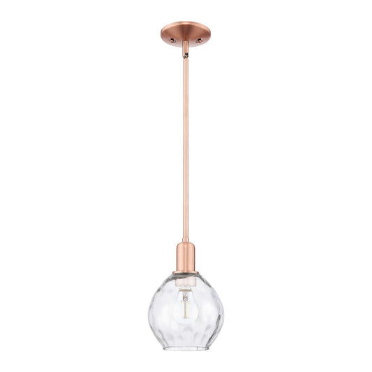 Innovations Waverly 6in 1-Light Mini Pendant | Industrial Antique Copper and Clear Glass | Kitchen Island | 6 x 6 x 9 in | Model 716-1S-AC-G362