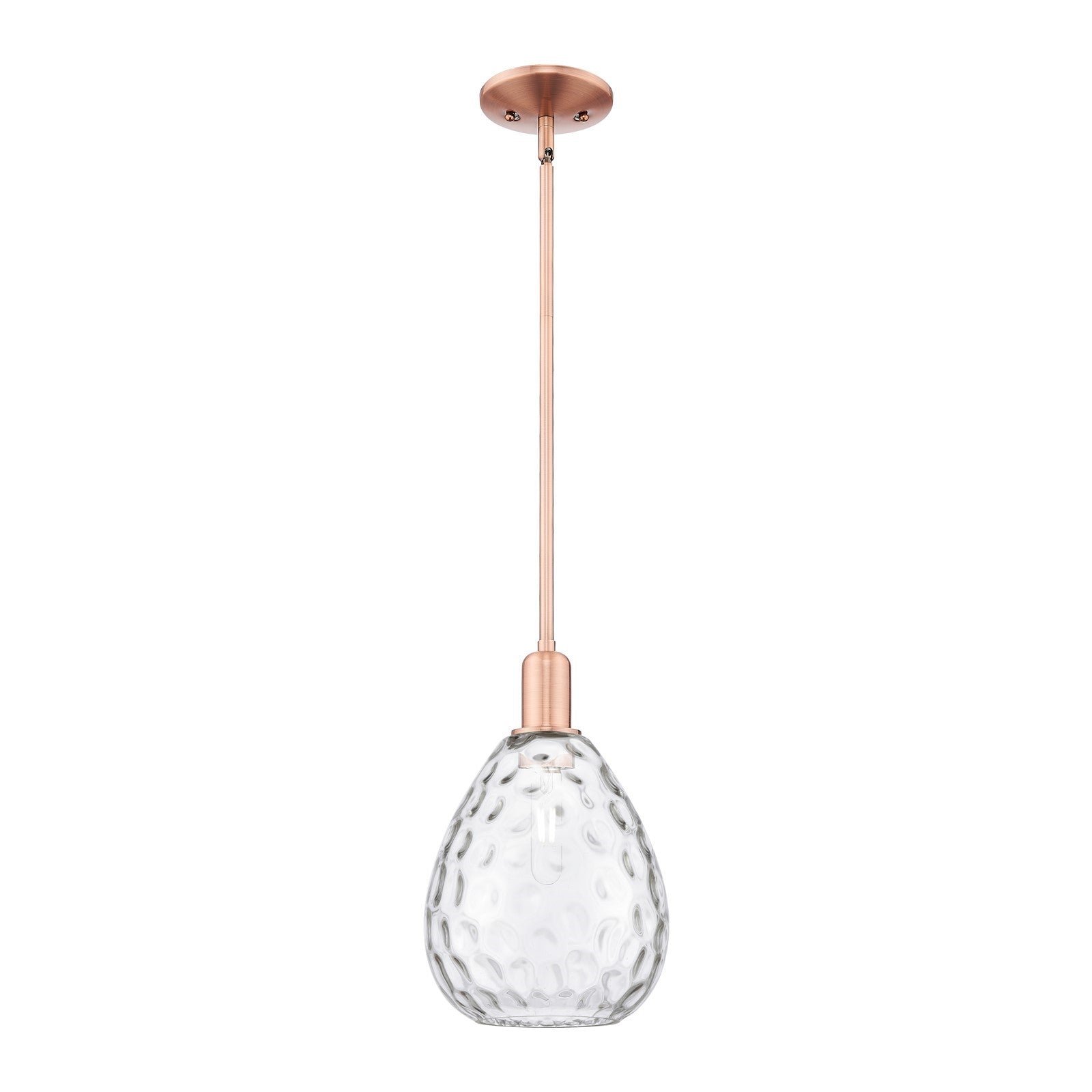 Innovations Waverly 8in 1-Light Mini Pendant | Industrial Antique Copper Steel and Clear Glass | Kitchen Island & Dining Room | 8 x | Model 716-1S-AC-G372