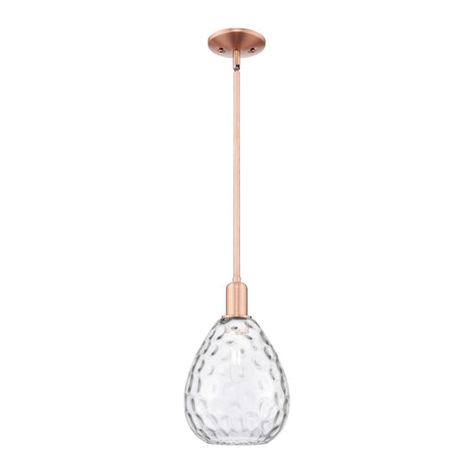 Innovations Waverly 8in 1-Light Mini Pendant | Industrial Antique Copper Steel and Clear Glass | Kitchen Island & Dining Room | 8 x | Model 716-1S-AC-G372