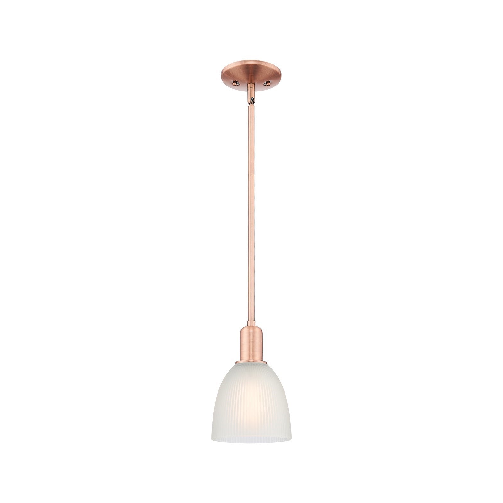Innovations Castile 6in 1-Light Mini Pendant | Industrial Antique Copper Steel and White Glass | Kitchen Island & Dining Room | 6 x | Model 716-1S-AC-G381