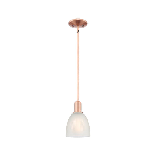 Innovations Castile 6in 1-Light Mini Pendant | Industrial Antique Copper Steel and White Glass | Kitchen Island & Dining Room | 6 x | Model 716-1S-AC-G381