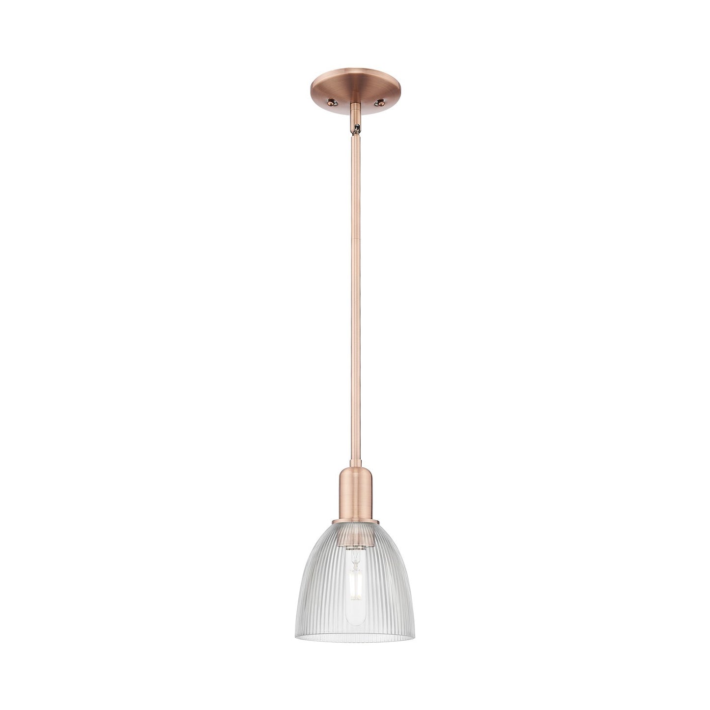 Innovations Castile 6in 1-Light Mini Pendant | Industrial Antique Copper Steel and Clear Glass | Kitchen Island & Dining Room | Model 716-1S-AC-G382