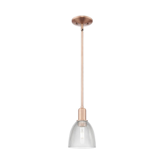 Innovations Castile 6in 1-Light Mini Pendant | Industrial Antique Copper Steel and Clear Glass | Kitchen Island & Dining Room | Model 716-1S-AC-G382