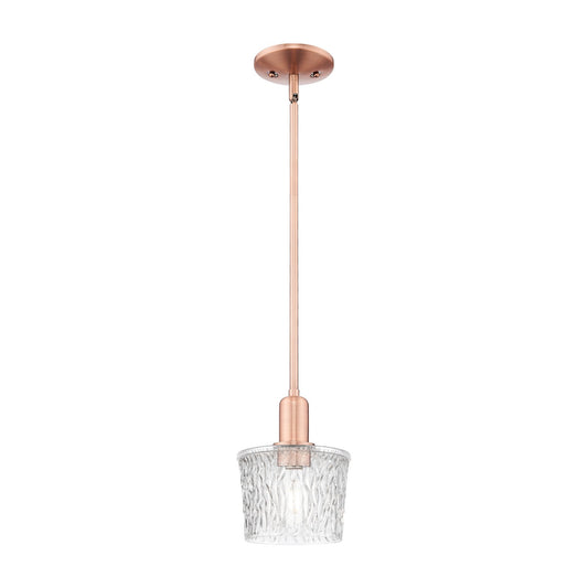 Innovations Niagara 6.5in 1-Light Mini Pendant | Industrial Antique Copper Steel and Clear Textured Glass | Kitchen Island & Dining | Model 716-1S-AC-G402