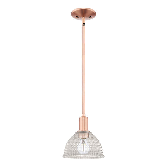 Innovations Arietta 8in 1-Light Mini Pendant | Industrial Antique Copper Steel and Clear Glass | Kitchen Island & Dining Room | 8 x | Model 716-1S-AC-G422