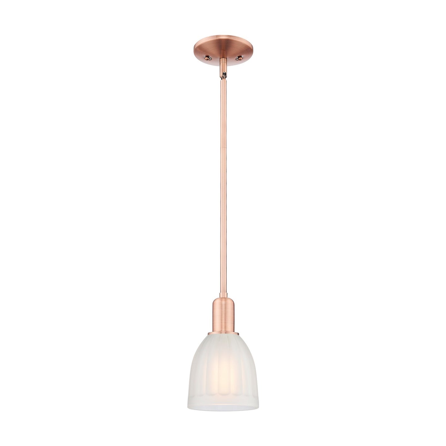 Innovations Brookfield 6in 1-Light Mini Pendant | Industrial Antique Copper and White Frosted Ribbed Glass | Kitchen Island & | Model 716-1S-AC-G441