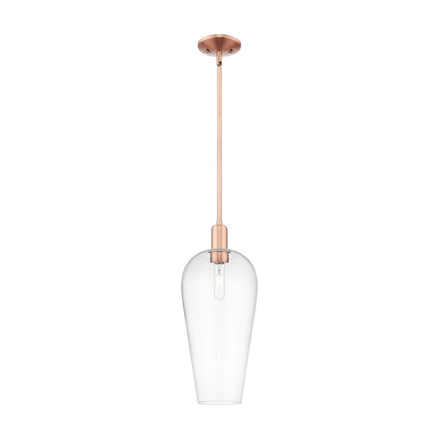 Innovations Chelsea 1Lt 8" Stem Mini Pendant, Copper/Clear - 716-1S-AC-G456-8CL