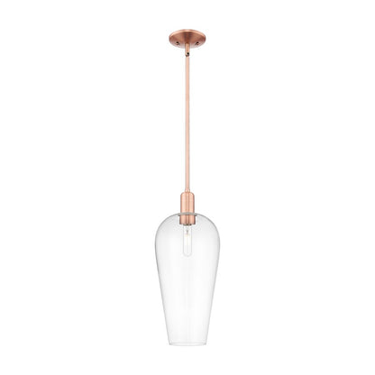 Innovations Chelsea 1Lt 8" Stem Mini Pendant, Copper/Clear - 716-1S-AC-G456-8CL
