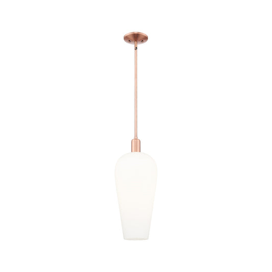 Innovations Chelsea 8in 1-Light Mini Pendant | Industrial Antique Copper and White Glass | Kitchen Island & Dining Room | 8 x 8 | Model 716-1S-AC-G456-8WH