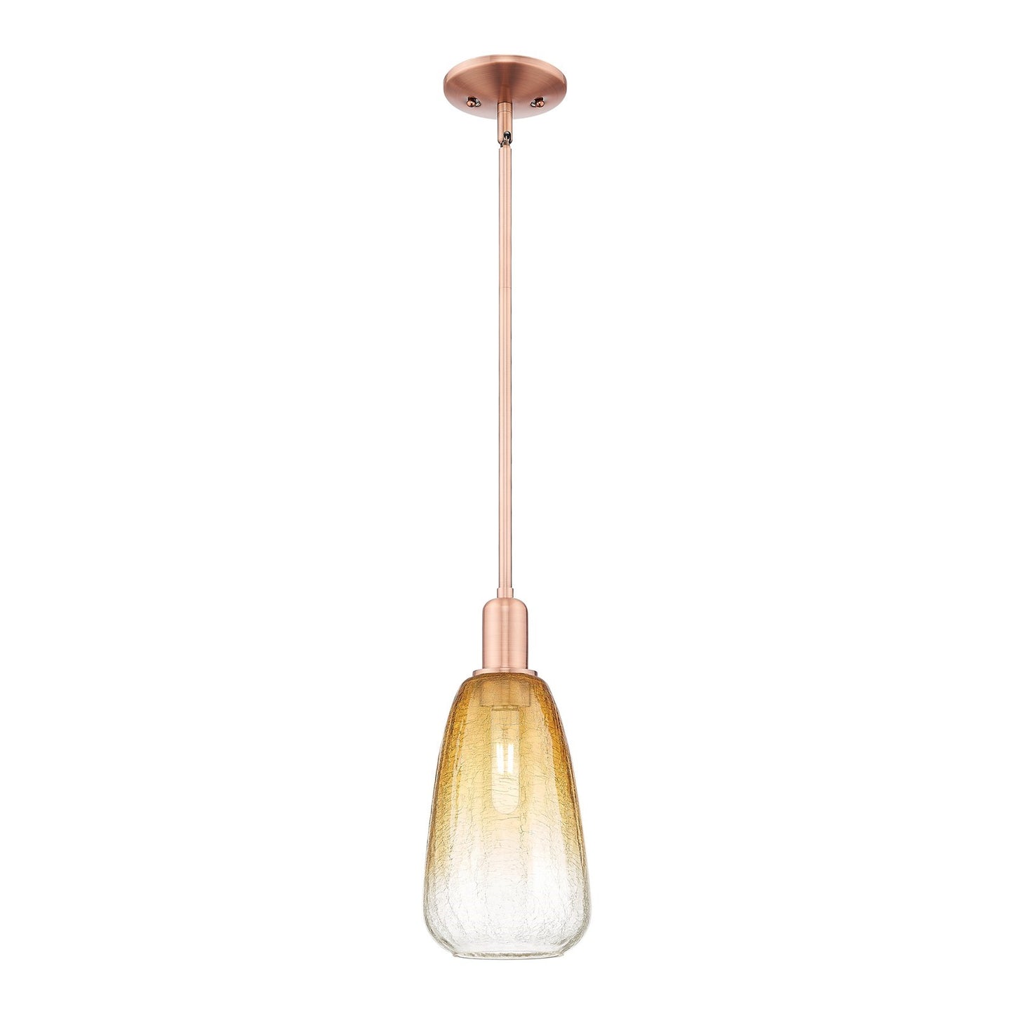 Innovations Brookhaven Almond 6in 1-Light Mini Pendant | Industrial Antique Copper Steel and Amber Glass | Kitchen Island & | Model 716-1S-AC-G480-6AM