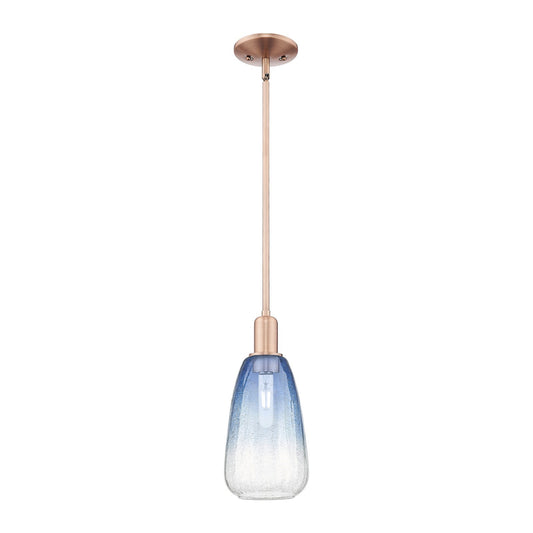 Innovations Brookhaven Almond 6in 1-Light Mini Pendant | Industrial Antique Copper Steel and Sapphire Blue Glass | Kitchen | Model 716-1S-AC-G480-6SB