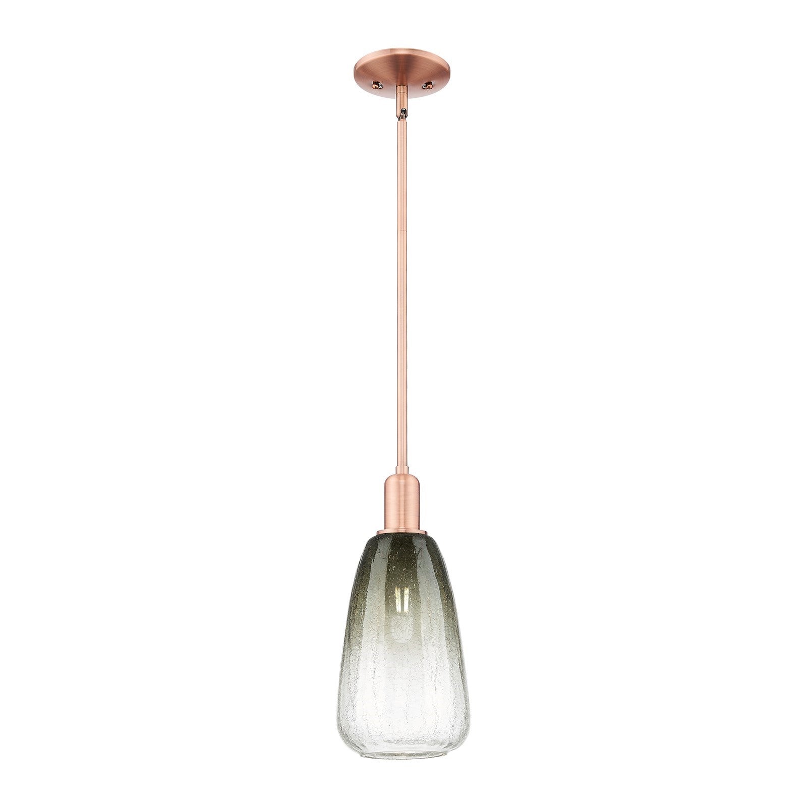 Innovations Brookhaven Almond 6in 1-Light Mini Pendant | Industrial Antique Copper Steel and Slate Glass | Kitchen Island & | Model 716-1S-AC-G480-6SL