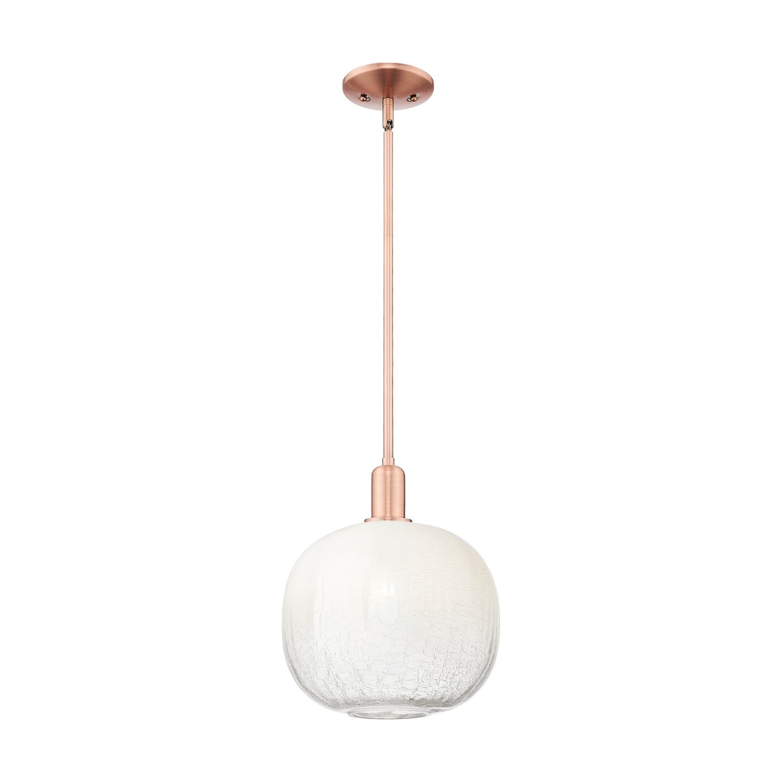 Innovations Brookhaven Sphere 10.5in 1-Light Mini Pendant | Industrial Antique Copper Steel and Opal Glass | Kitchen Island & | Model 716-1S-AC-G481-10OP