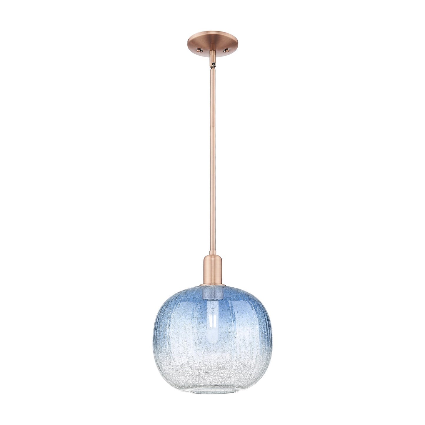 Innovations Brookhaven Sphere 10.5in 1-Light Mini Pendant | Industrial Antique Copper and Sapphire Blue Glass | Kitchen Island | Model 716-1S-AC-G481-10SB