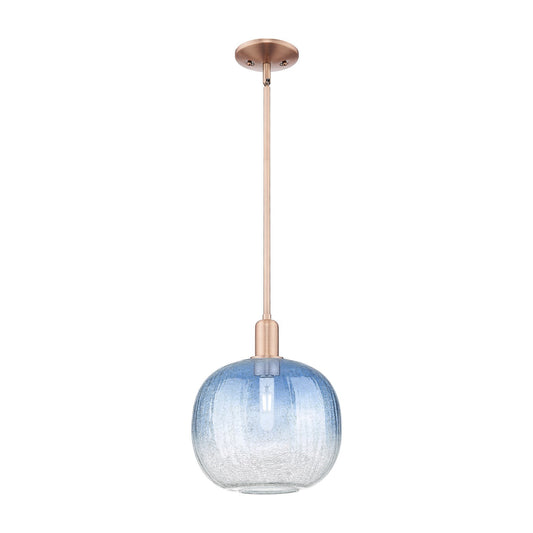 Innovations Brookhaven Sphere 10.5in 1-Light Mini Pendant | Industrial Antique Copper and Sapphire Blue Glass | Kitchen Island | Model 716-1S-AC-G481-10SB