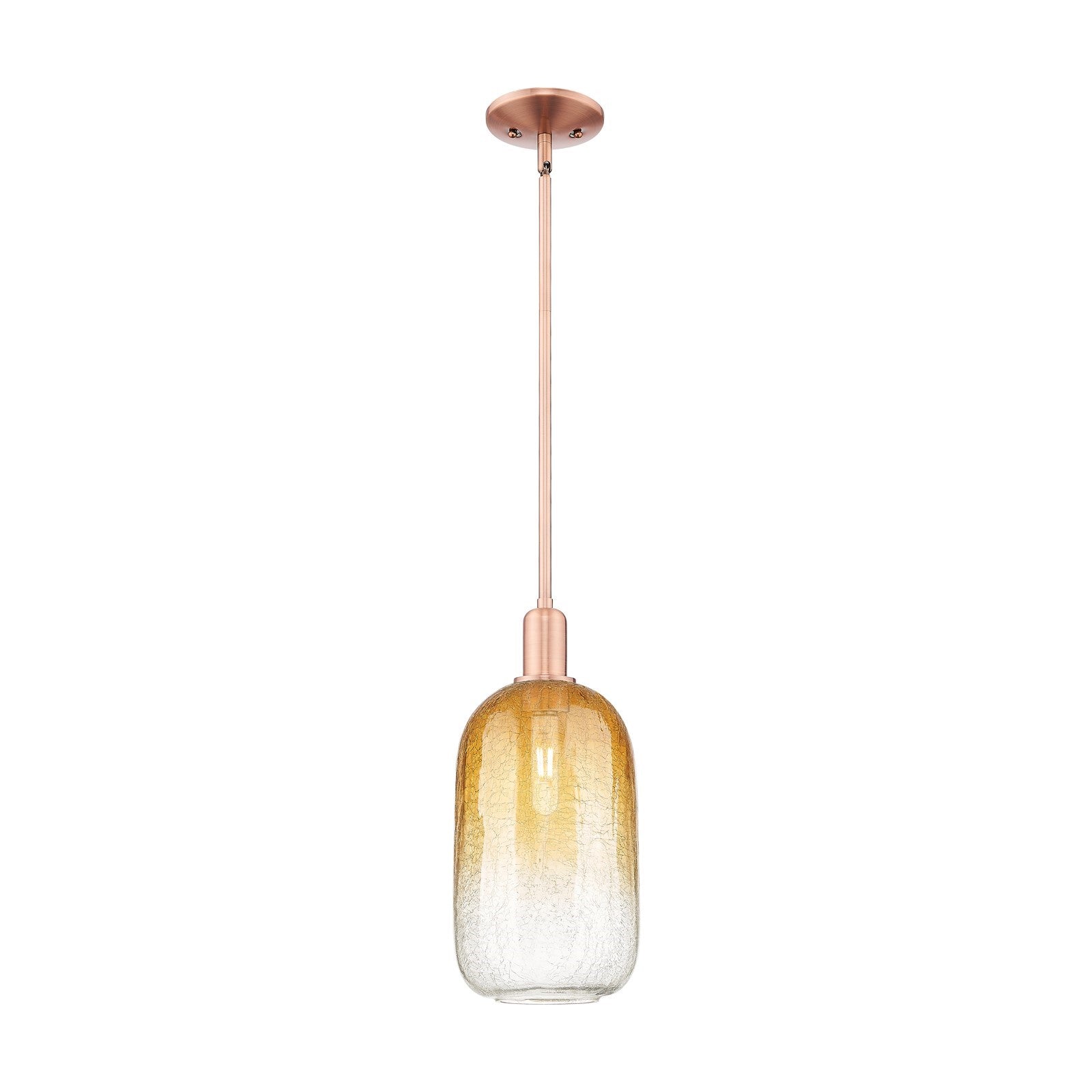 Innovations Brookhaven Cloche 7in 1-Light Mini Pendant | Industrial Antique Copper and Amber Glass | Kitchen Island | 7 x 7 x | Model 716-1S-AC-G482-7AM