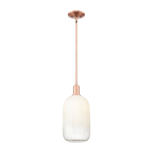 Innovations Brookhaven Cloche 7in 1-Light Mini Pendant | Industrial Antique Copper Steel and Opal Glass | Kitchen Island & | Model 716-1S-AC-G482-7OP