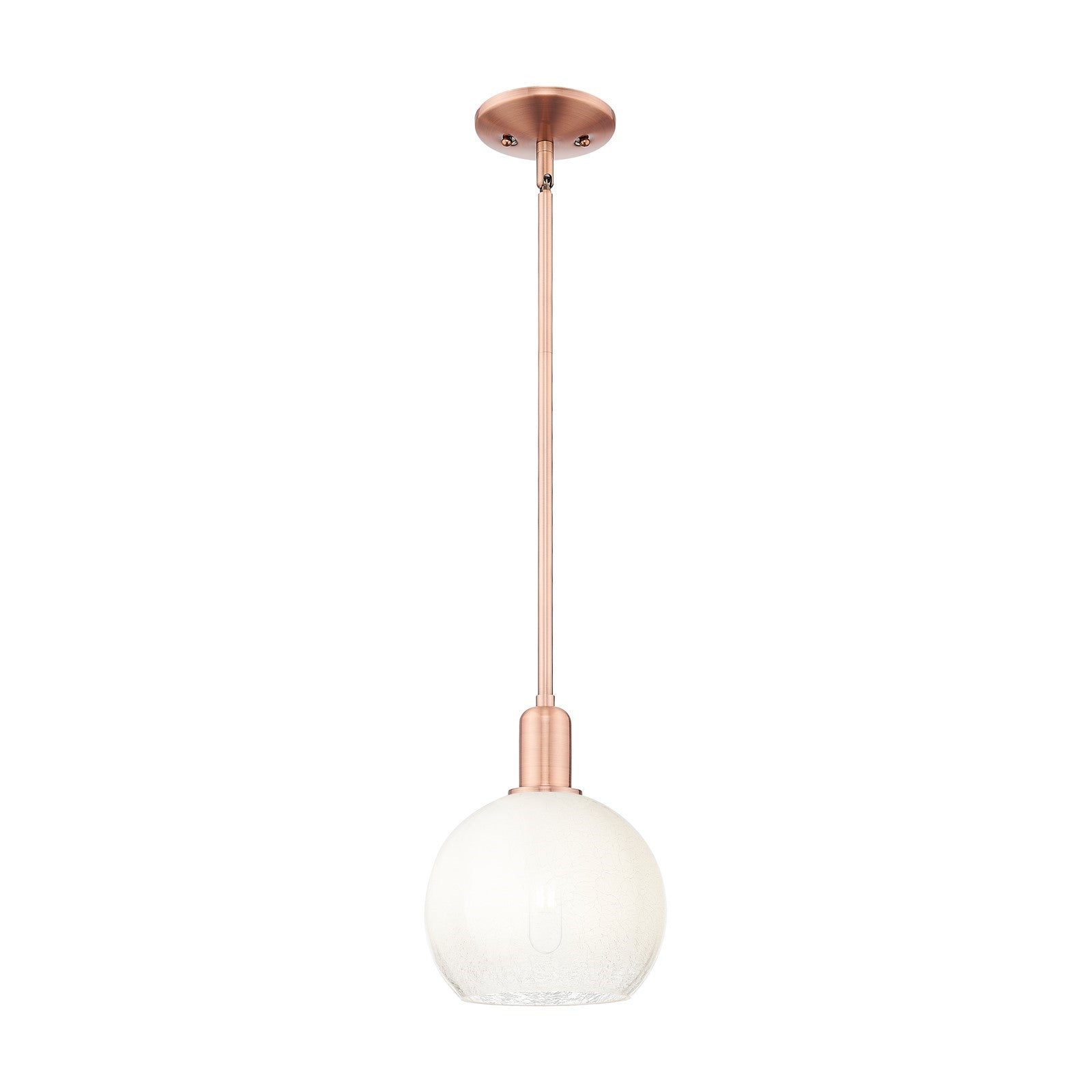 Innovations Brookhaven Globe 8in 1-Light Mini Pendant | Industrial Antique Copper Steel and Opal Glass | Kitchen Island & | Model 716-1S-AC-G483-8OP