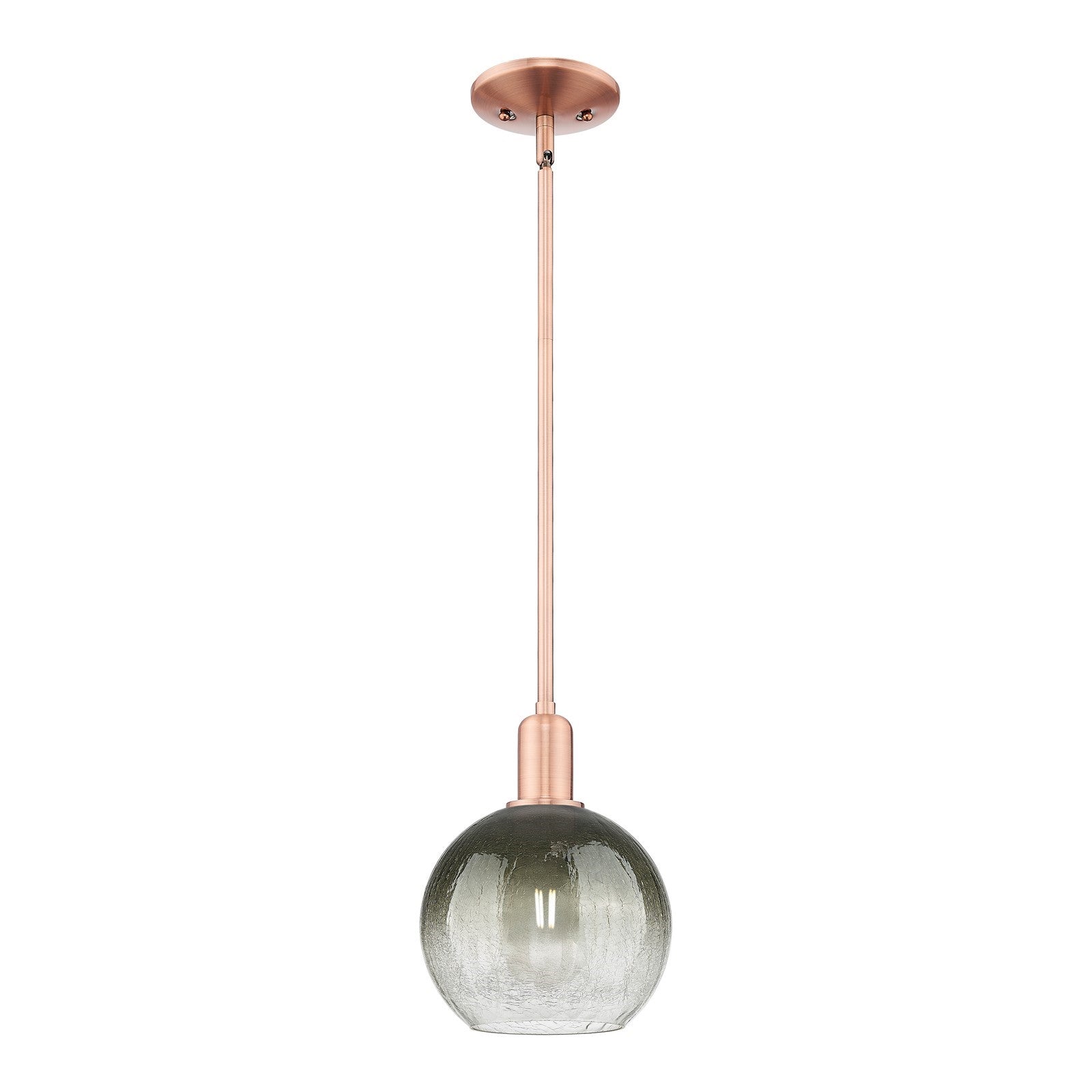 Innovations Brookhaven Globe 8in 1-Light Mini Pendant | Industrial Antique Copper Steel and Slate Glass | Kitchen Island & | Model 716-1S-AC-G483-8SL
