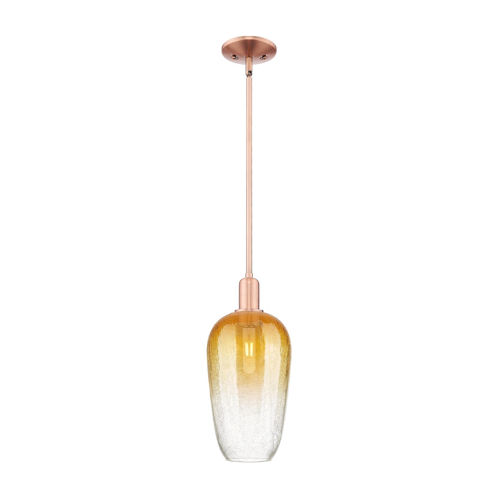 Innovations Brookhaven Flute 7in 1-Light Mini Pendant | Industrial Antique Copper Steel and Amber Glass | Kitchen Island & | Model 716-1S-AC-G484-7AM