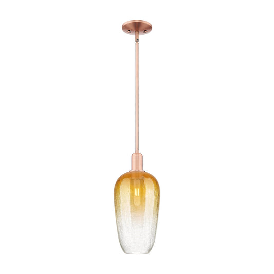 Innovations Brookhaven Flute 7in 1-Light Mini Pendant | Industrial Antique Copper Steel and Amber Glass | Kitchen Island & | Model 716-1S-AC-G484-7AM