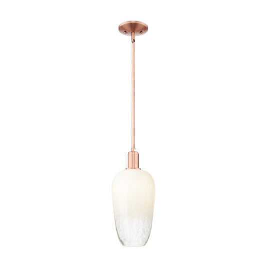 Innovations Brookhaven Flute 7in 1-Light Mini Pendant | Industrial Antique Copper Steel and Opal Glass | Kitchen Island & | Model 716-1S-AC-G484-7OP