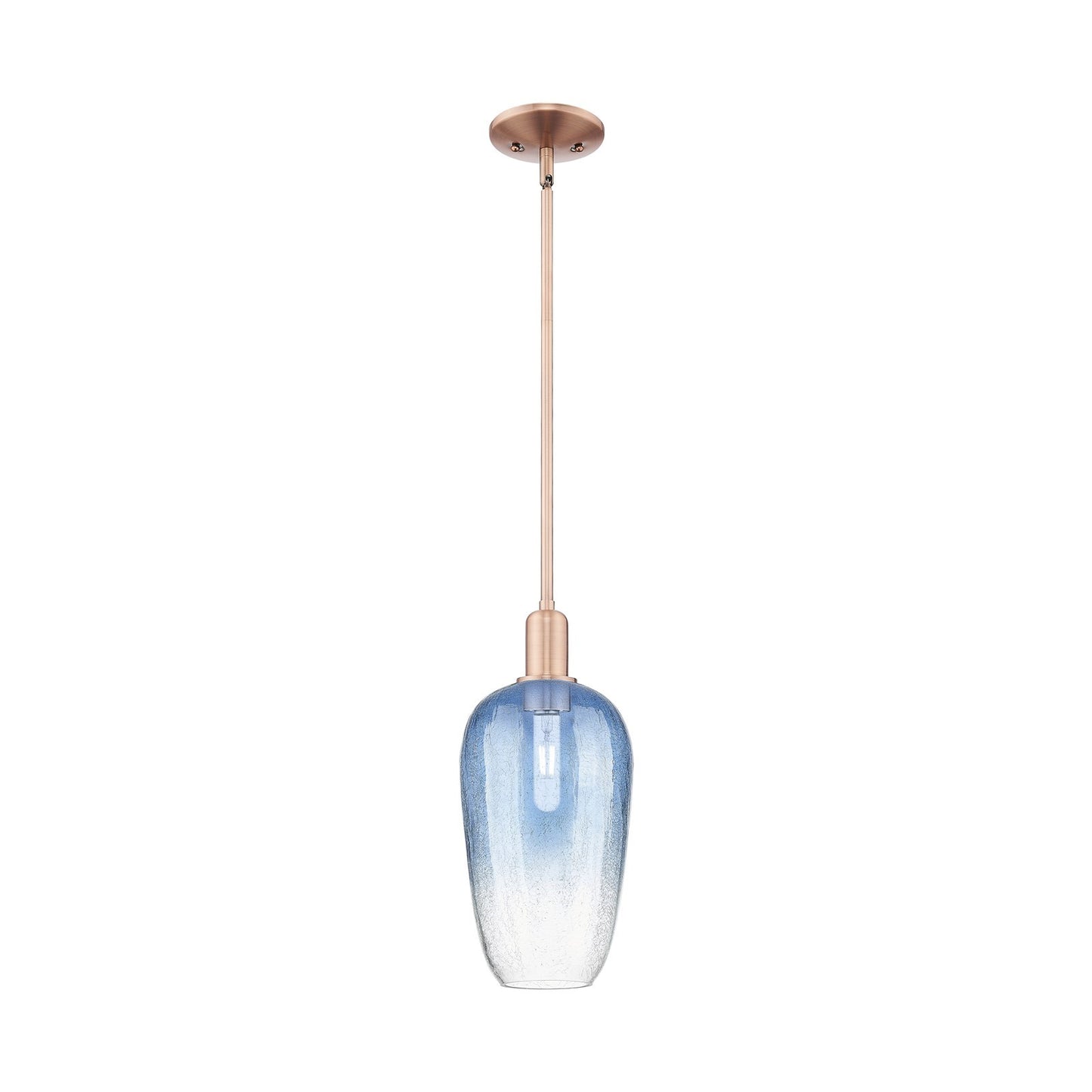 Innovations Brookhaven Flute 7in 1-Light Mini Pendant | Industrial Antique Copper and Sapphire Blue Glass | Kitchen Island | 7 | Model 716-1S-AC-G484-7SB