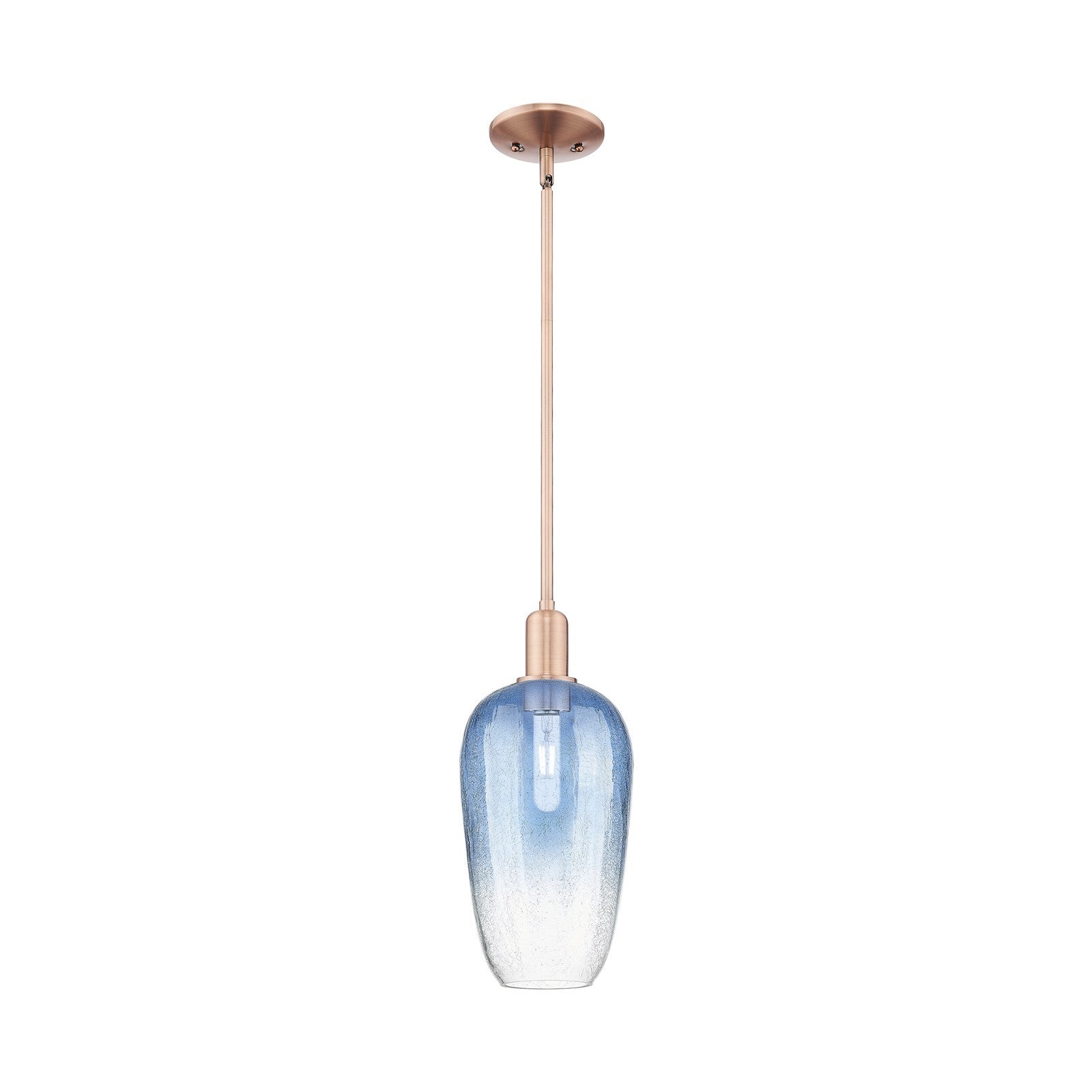 Innovations Brookhaven Flute 7in 1-Light Mini Pendant | Industrial Antique Copper and Sapphire Blue Glass | Kitchen Island | 7 | Model 716-1S-AC-G484-7SB