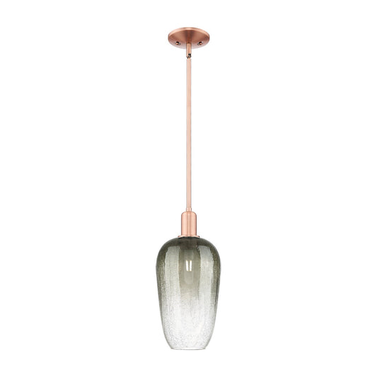 Innovations Brookhaven Flute 7in 1-Light Mini Pendant | Industrial Antique Copper Steel and Slate Glass | Kitchen Island & | Model 716-1S-AC-G484-7SL