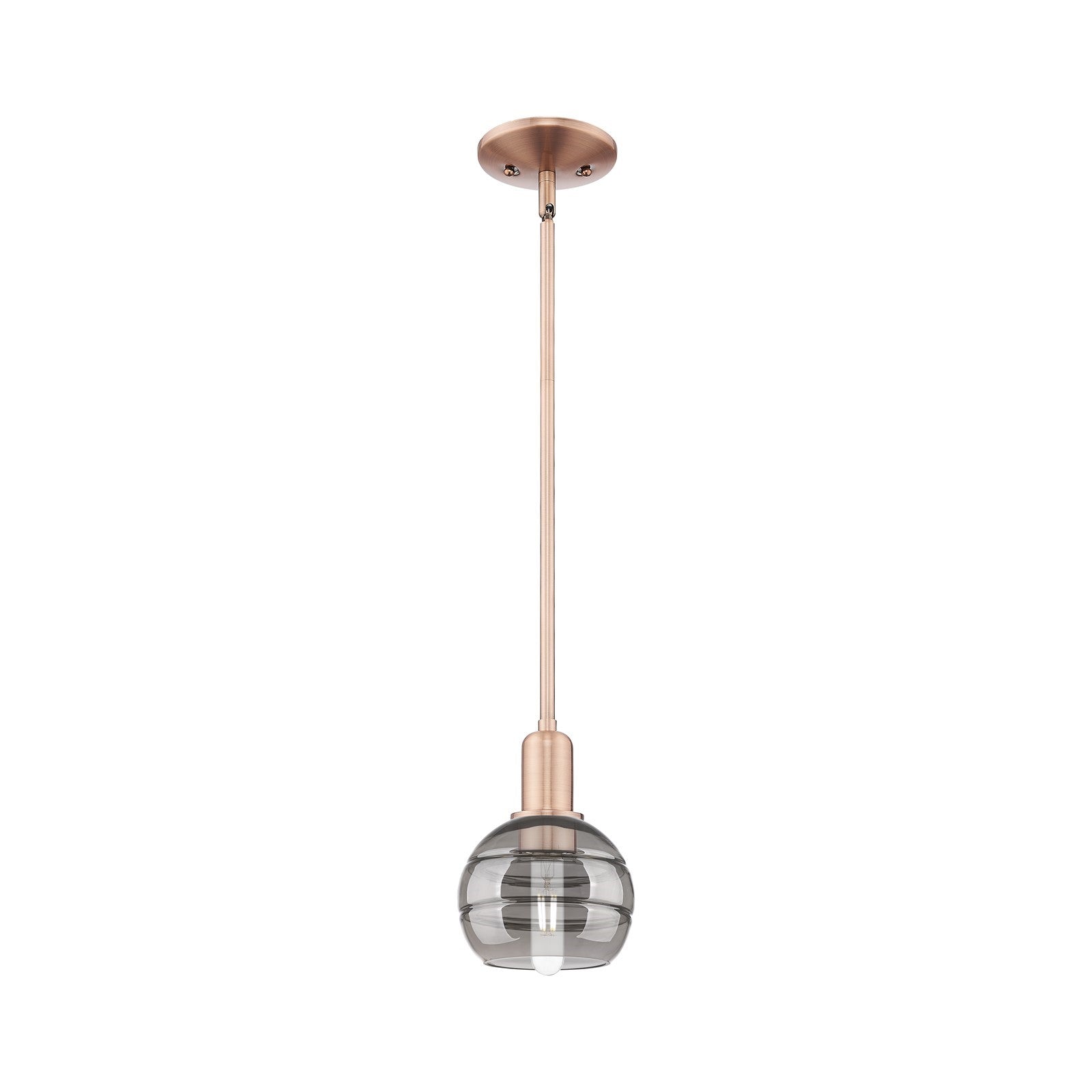 Innovations Rochester 6in 1-Light Mini Pendant | Industrial Antique Copper and Light Smoke Glass | Kitchen Island & Dining Room | Model 716-1S-AC-G556-6SM