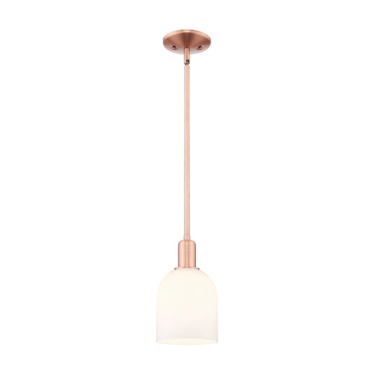 Innovations Bella 5.5in 1-Light Mini Pendant | Industrial Antique Copper Steel and White Glass | Kitchen Island & Dining Room | Model 716-1S-AC-G558-6GWH