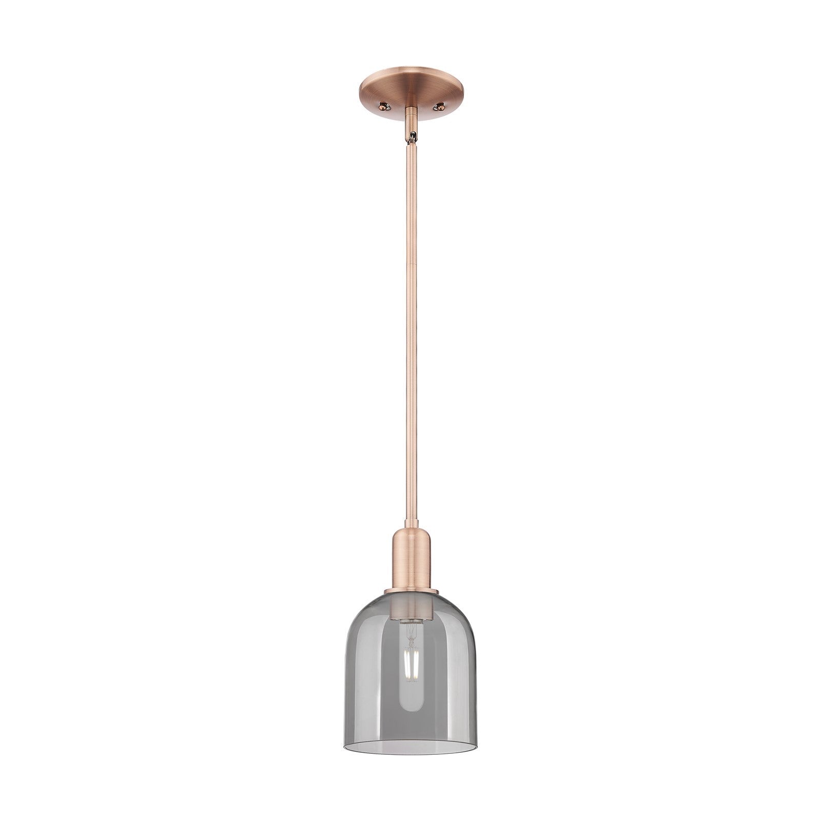 Innovations Bella 6in 1-Light Mini Pendant | Industrial Antique Copper and Light Smoke Glass | Kitchen Island | 5.5 x 5.5 x | Model 716-1S-AC-G558-6SM